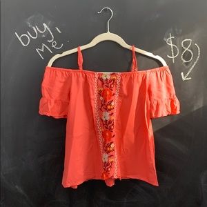 Girls Off The Shoulder Orange Top